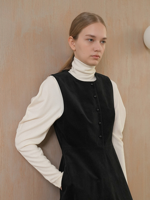 VELVET SLEEVELESS DRESS / 2COLORS