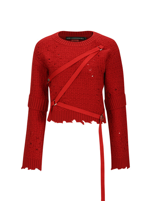 NORA STRAP KNIT PULLOVER atb1196w(SCARLET)