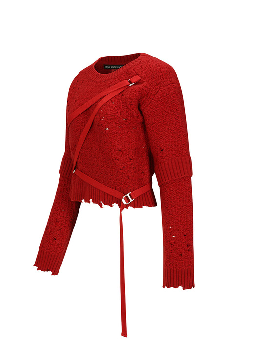 NORA STRAP KNIT PULLOVER atb1196w(SCARLET)