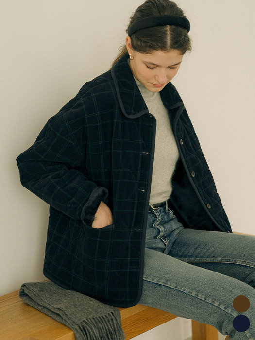 Corduroy quilting detachable collar jumper_2color