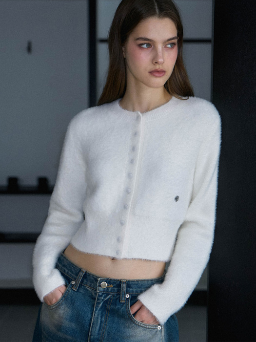 Fur Round Cardigan [Ivory]