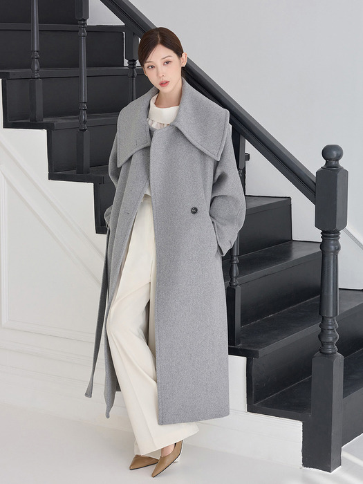 COLLAR POINT WOOL LONG COAT GRAY 카라 포인트 울 롱 코트 그레이 5차