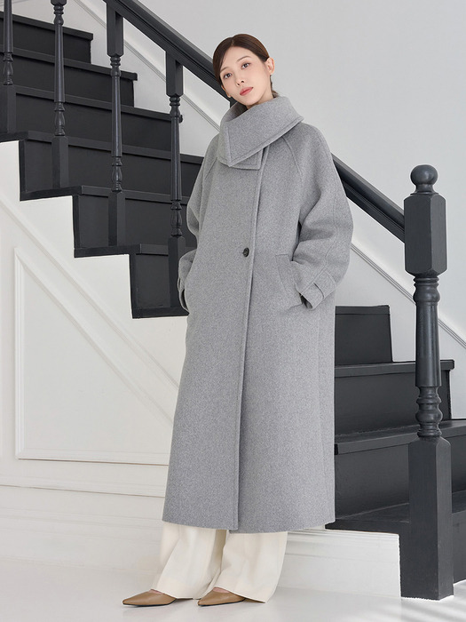 COLLAR POINT WOOL LONG COAT GRAY 카라 포인트 울 롱 코트 그레이 5차