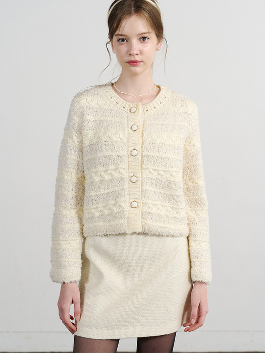 Lautre Ivory Tweed Shine knit cardigan