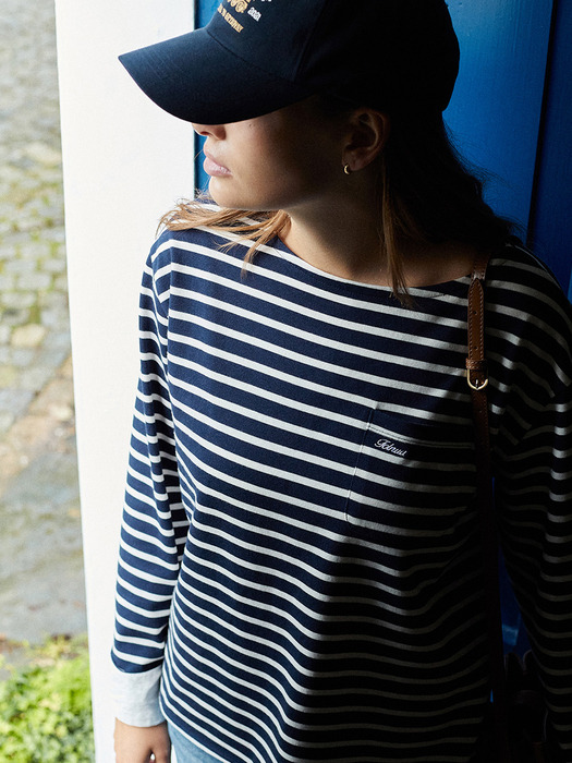 NUER STRIPE T-SHIRT IN [NAVY IVORY]