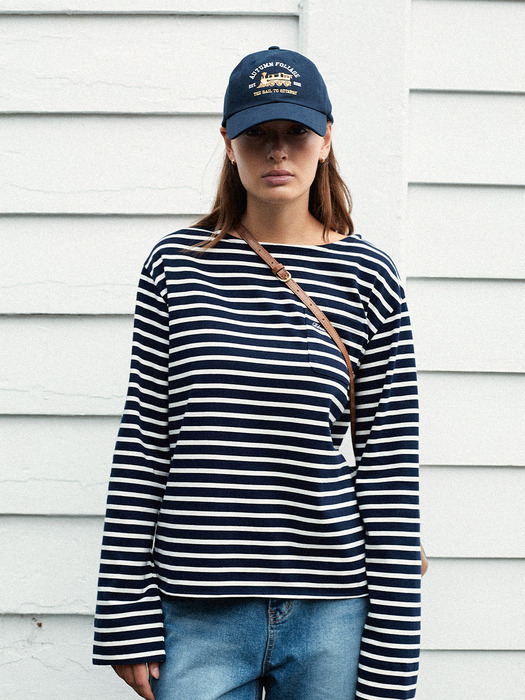 NUER STRIPE T-SHIRT IN [NAVY IVORY]