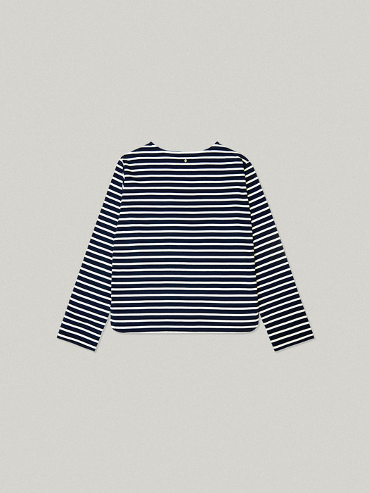 NUER STRIPE T-SHIRT IN [NAVY IVORY]