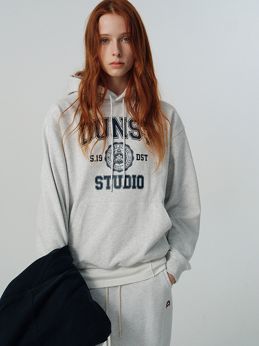 [단독]UNISEX CLASSIC LOGO HOODIE LIGHT MELANGE GREY_UDTS5A114G1