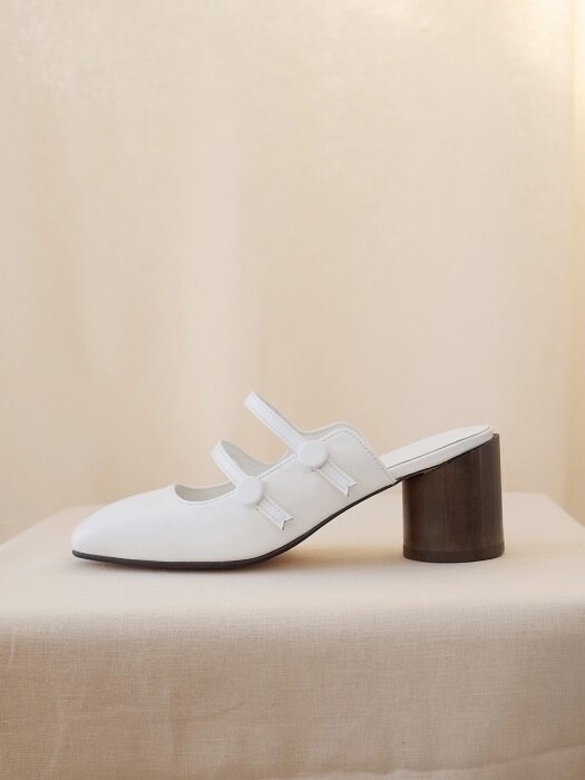 button mary jane mules White