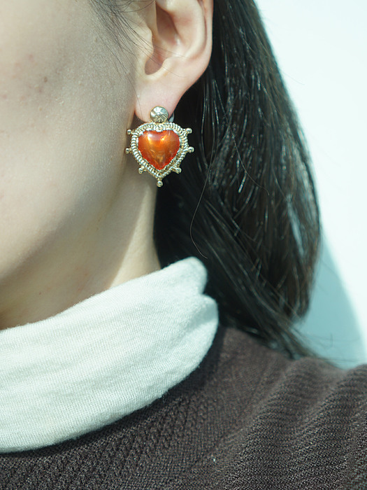 Deep vintage red heart earrings
