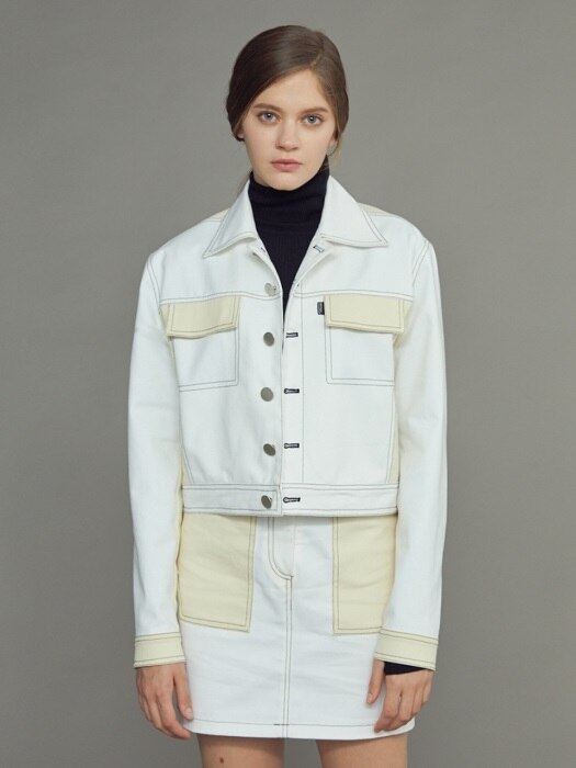 Panel Stitch Trunker Jacket White