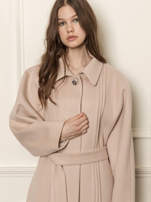 Dolman sleeve wool-blend coat
