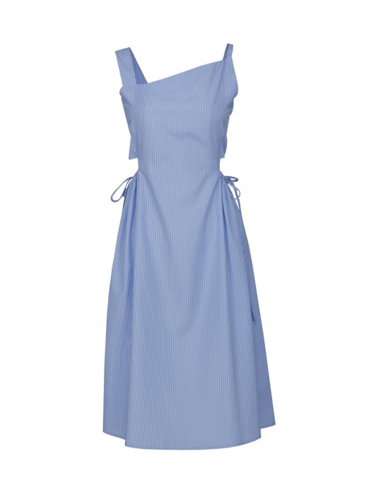 19SS BOW-DETAILED STRIPED DRESS (BLUE STRIPE)