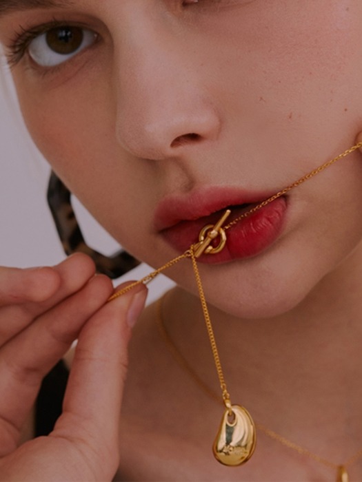 Y Style Tear `drop` Necklace_Gold