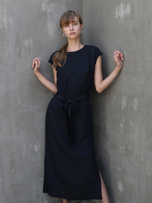 Linen Belted One-piece_Navy