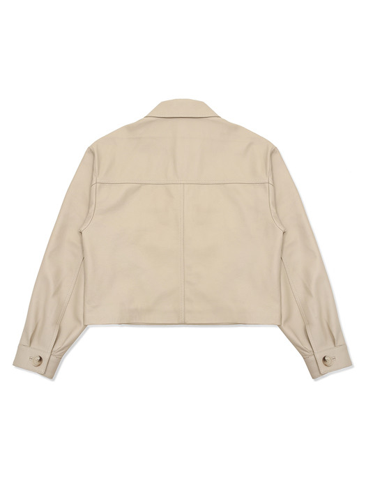 LAMBSKIN CROP POCKET JACKET (IVORY)