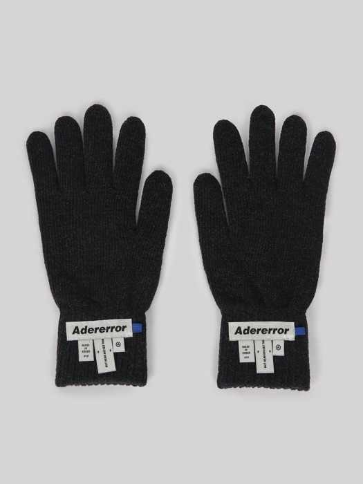 Wool blend taillabel glove/Noir