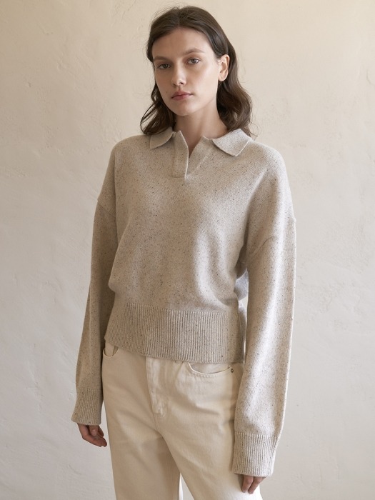 NEP Crop Collar Knit (Oatmeal)