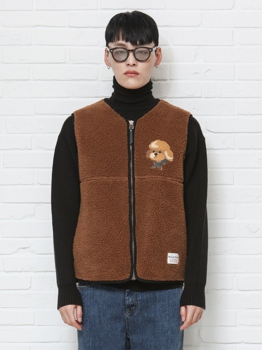 ILP HQ WAPPEN ECO-FUR VEST ZIP-UP CAMEL