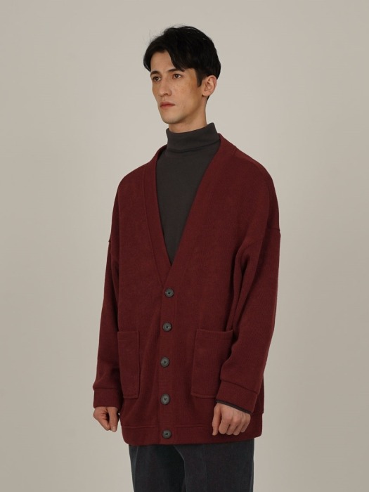 OVER SIZE CARDIGAN JACKET_WINE