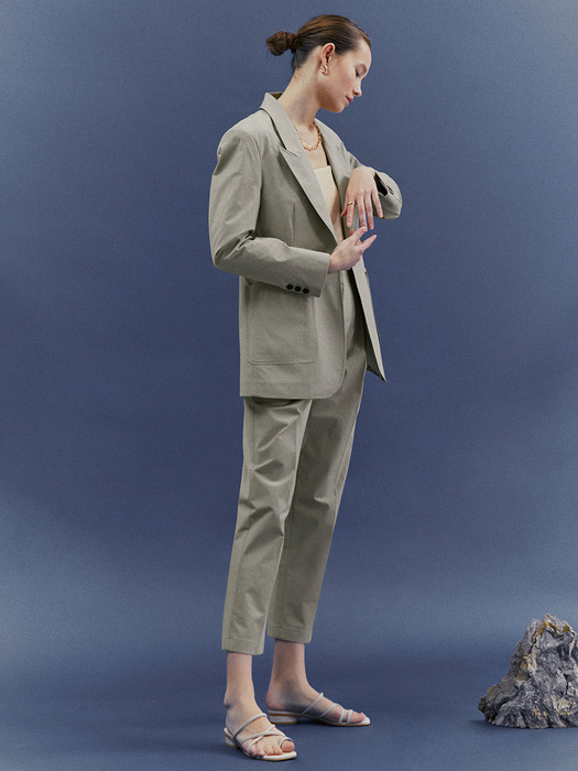 [Classy Cotton] One-Button Blazer + Tapered Trousers SET