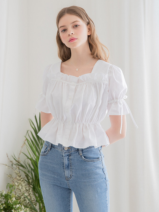 Frill Crop Blouse White