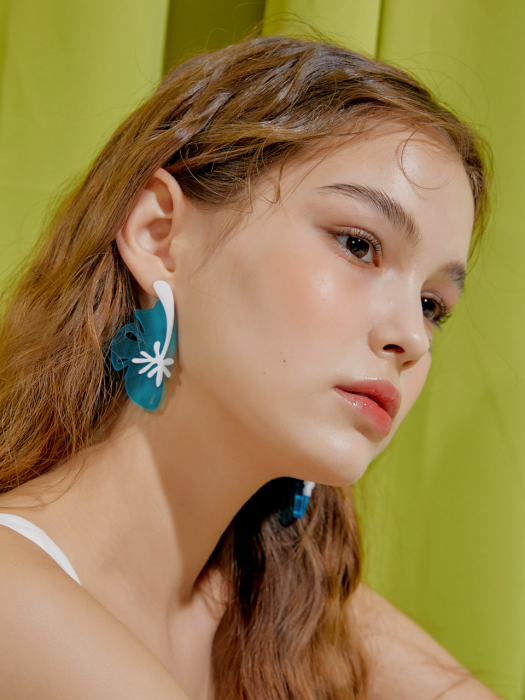 Summer Hibiscus Earring (Blue)