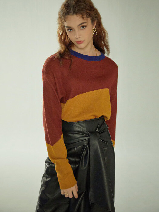 color block sweater Brown