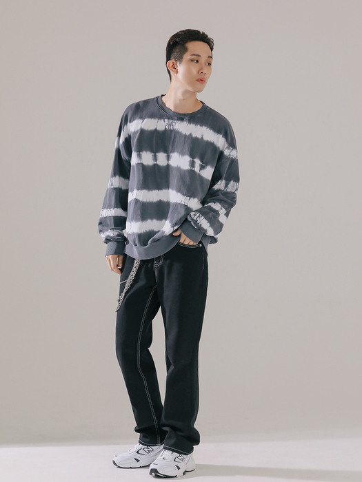 T004 STRIPE TIEDYE CREWNECK_GRAY