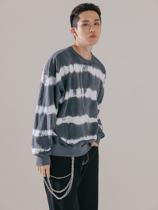 T004 STRIPE TIEDYE CREWNECK_GRAY