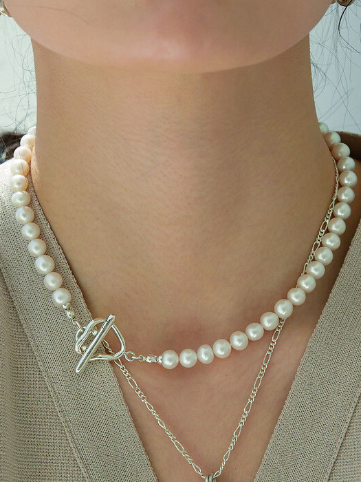 Connection Irregular Pearl Necklace 02 (Silver, Gold)