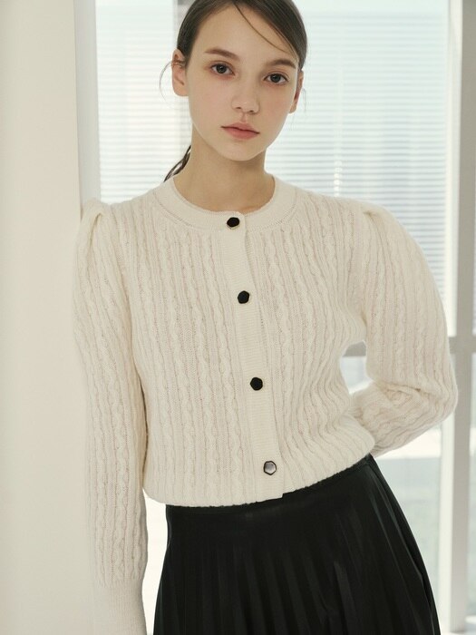 Mohair cable cardigan - Ivory