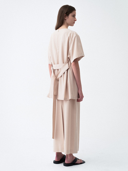 [리퍼브] Wrap Pleats Long Skirt Beige