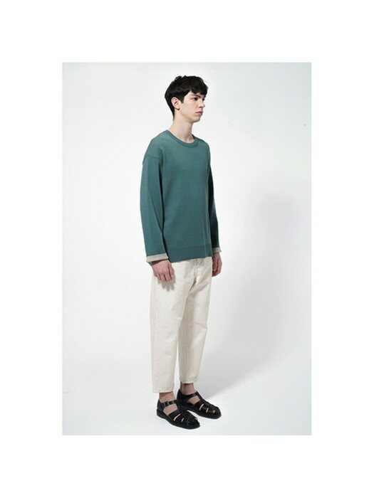 side hemline crewneck sweater_CWWAS21103MIX