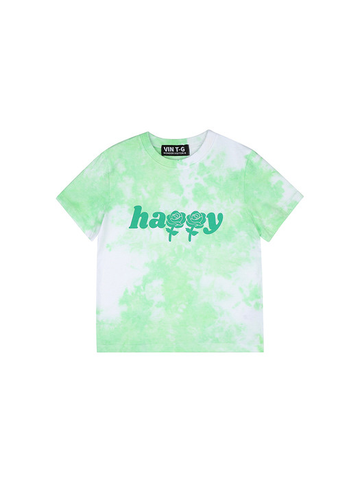 Happy tie-dye crop T shirts [Green]