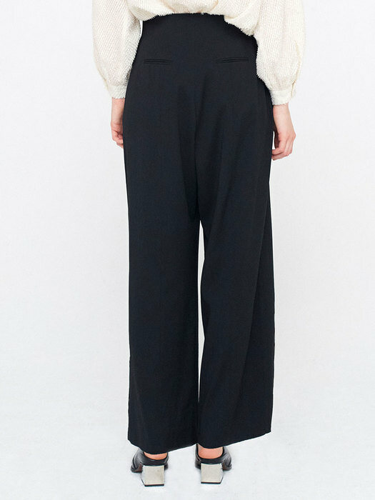 3 Button Wide Trousers_Black