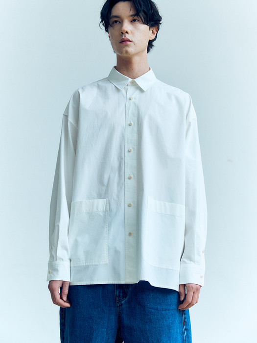 Double Pocket Over Shirt (white)
