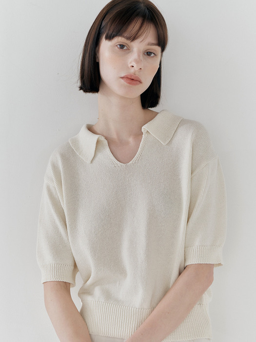 COTTON POLO KNIT (IVORY)