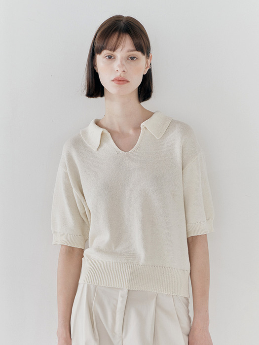 COTTON POLO KNIT (IVORY)