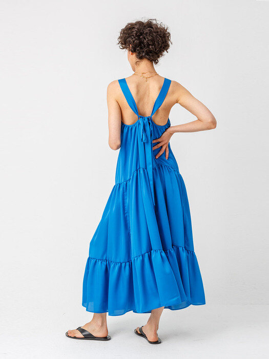 Strap tiered dress_BLUE