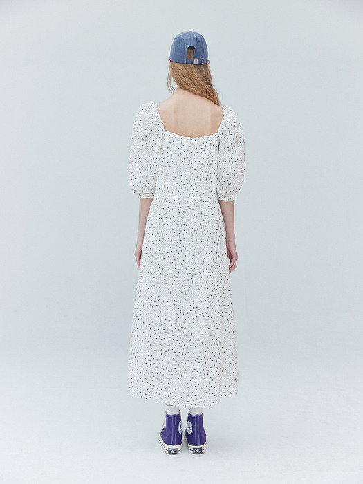 Square neck long dress 001 White