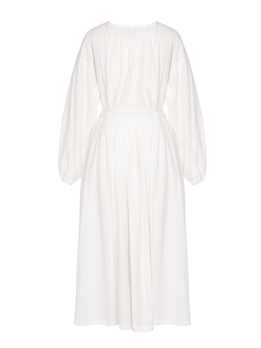 wrinkle wrap robe dress - Ivory