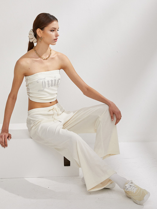 라인스톤 로고 테리 크롭트 탑Juicy Cropped Top_IVORY