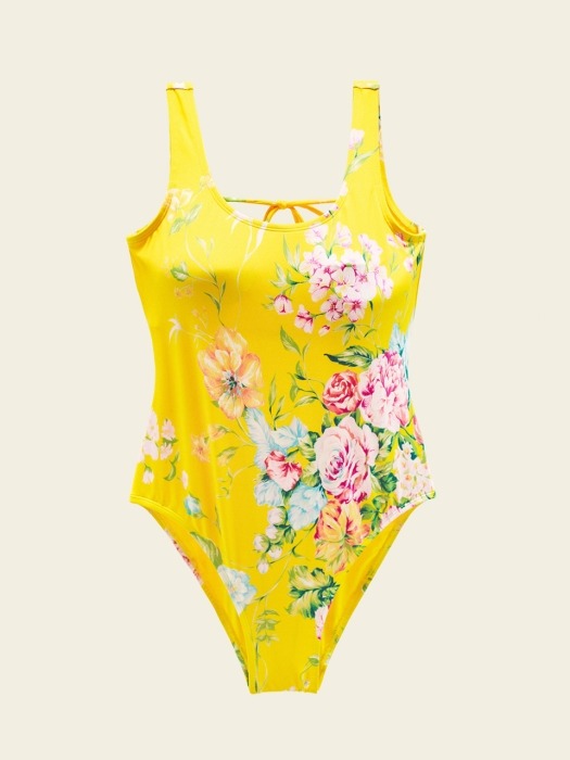 Floral print swimsuit (Yellow)