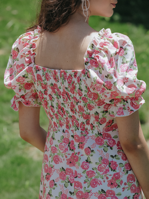 Flower pattern chiffon dress