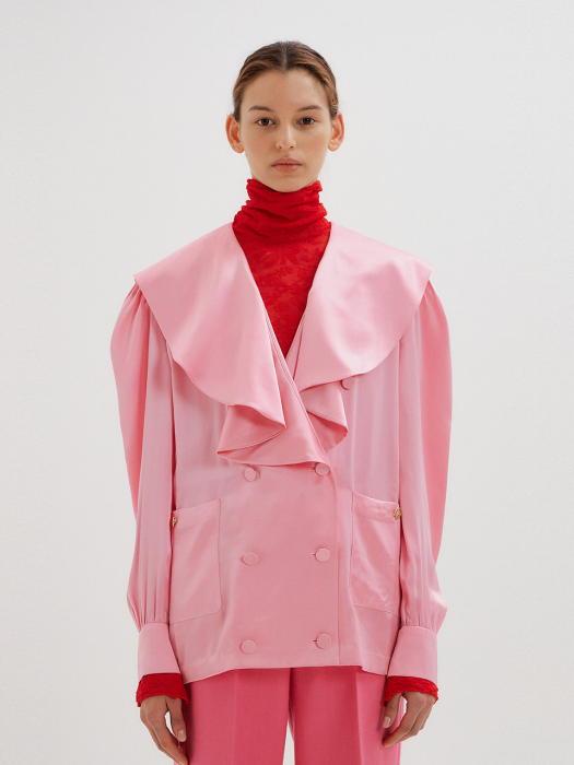 TIMING Oversized Collar Blouse - Pink