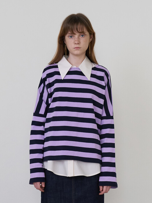 21 Fall_Purple Stripe Long Sleeve T-Shirt 