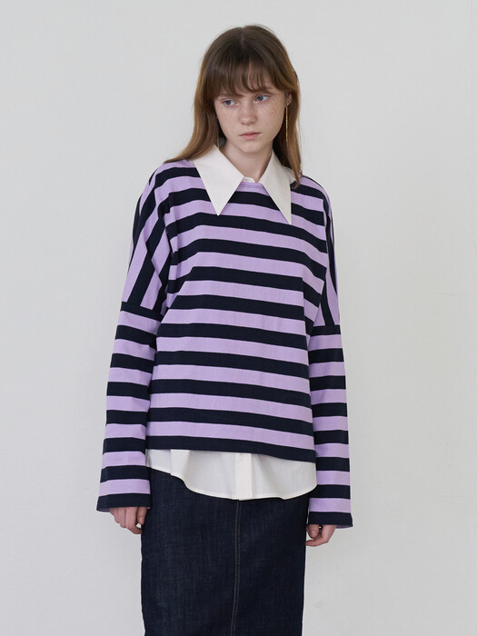 21 Fall_Purple Stripe Long Sleeve T-Shirt 