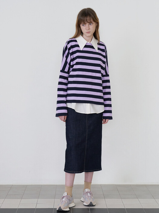 21 Fall_Purple Stripe Long Sleeve T-Shirt 