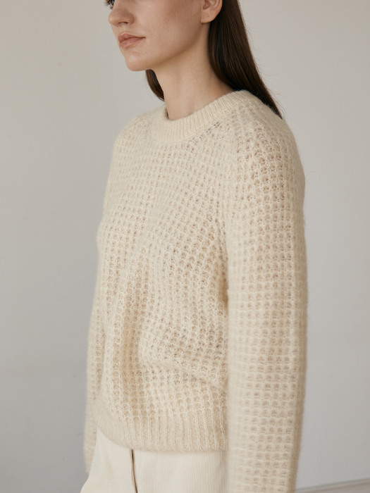 Mohair waffle knit (ivory)